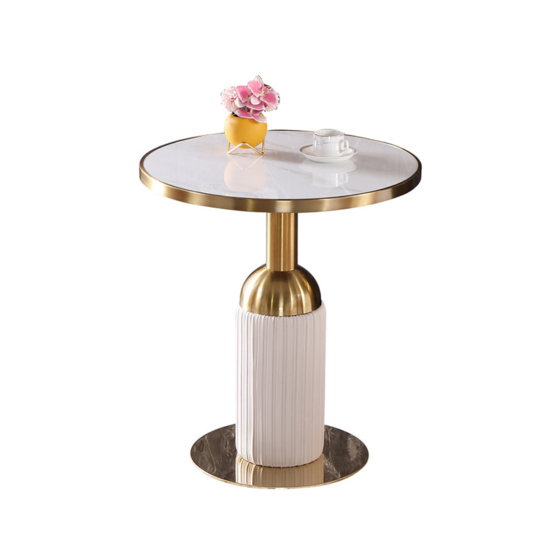 Round Stone Dining Table Traditional Luxury Dining Room Collection with Pedestal Base