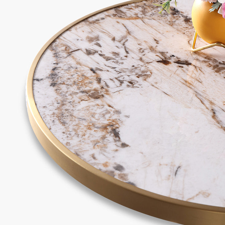 Round Stone Dining Table Traditional Luxury Dining Room Collection with Pedestal Base