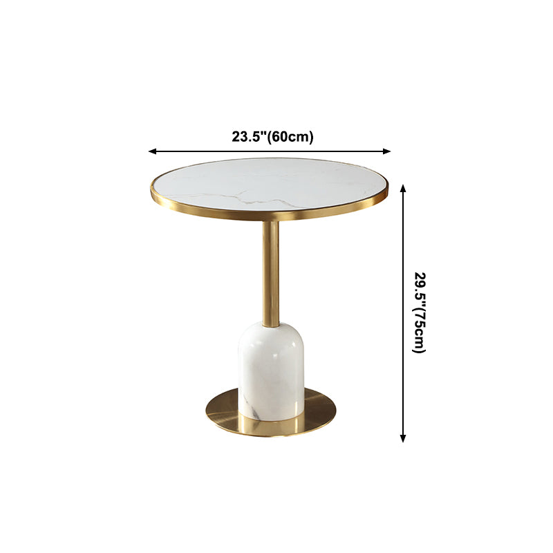 Round Stone Dining Table Traditional Luxury Dining Room Collection with Pedestal Base