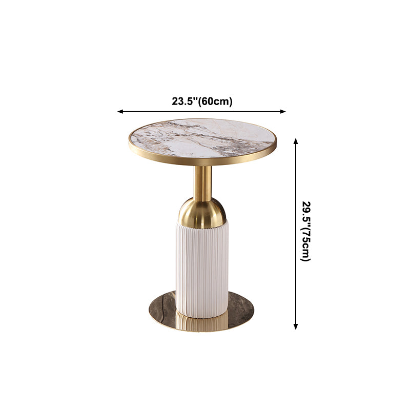 Round Stone Dining Table Traditional Luxury Dining Room Collection with Pedestal Base