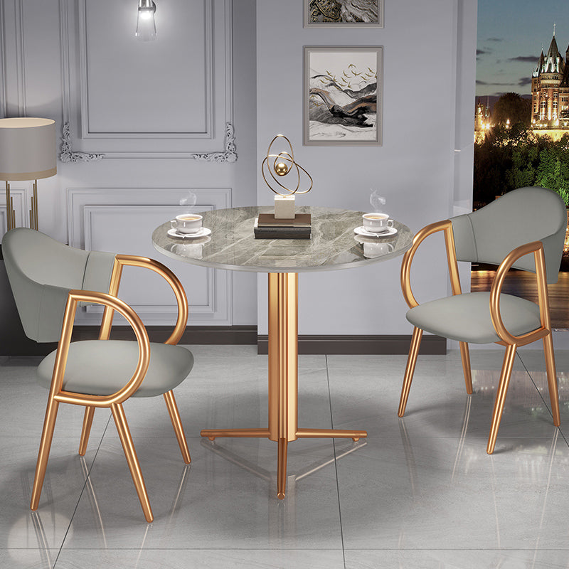Stone Dining Table Traditional Luxury Dining Site Table with Tripod Base