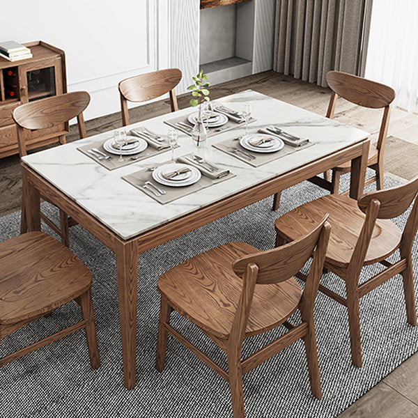 Mesa rectangular con tapa de piedra sinterizada en mesa moderna medieval blanca con 4 patas