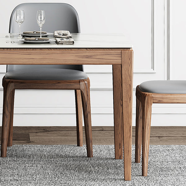 Mesa rectangular con tapa de piedra sinterizada en mesa moderna medieval blanca con 4 patas