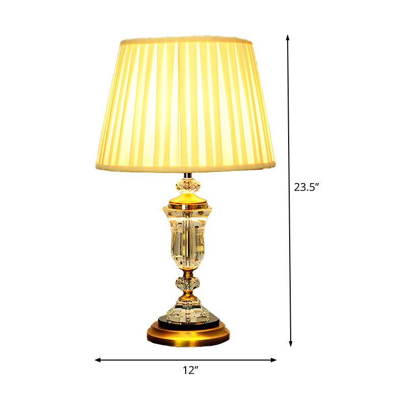 Luz de mesa de tela de barril Modernismo 1 Bulbo Lámpara de escritorio beige para el comedor