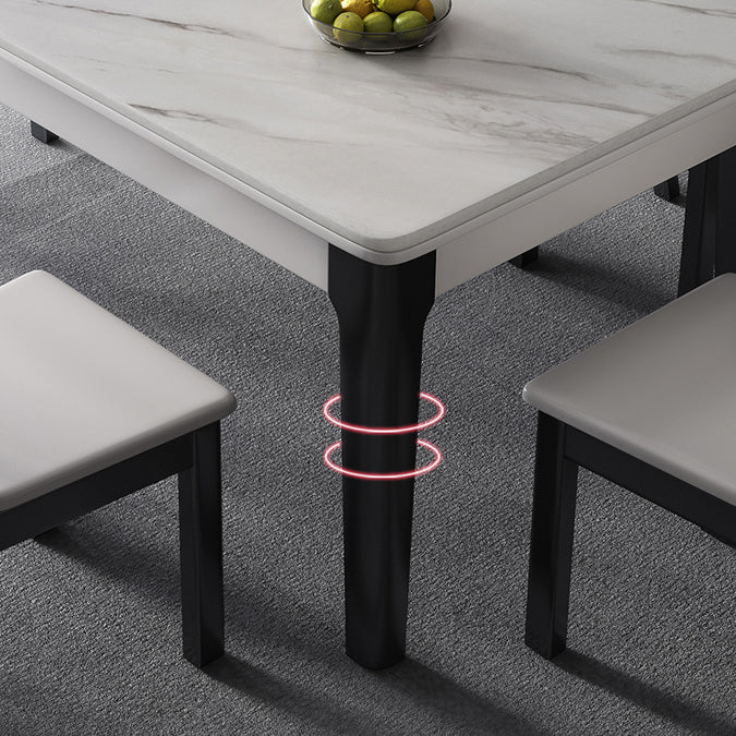 Mid-Century Rectangle Dining Table Sintered Stone Table with 4 Legs Base