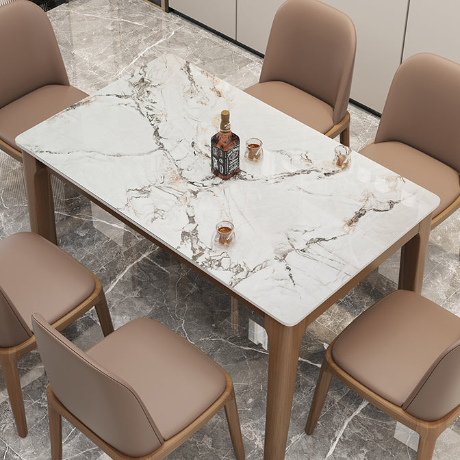 Rectangle Dining Site Table Midcentury Style Stone Dinner Room Kitchen Table