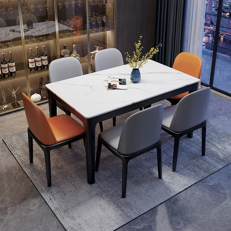 Rectangle Dining Site Table Midcentury Style Stone Dining Room Collection for Indoor