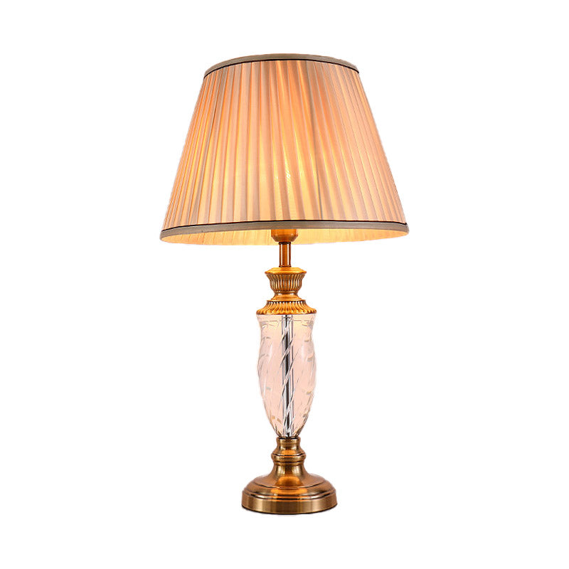 1 tête en forme de tissu en forme de Urn Light modernisme lampe de table de nuit en cristal coupé à la main en blanc
