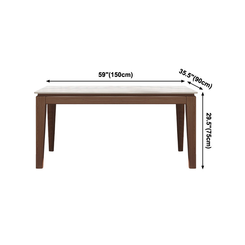Moderne moderne eettafel uit het midden van de eeuw gesinterde stenen top eettafel met houten basis voor keuken