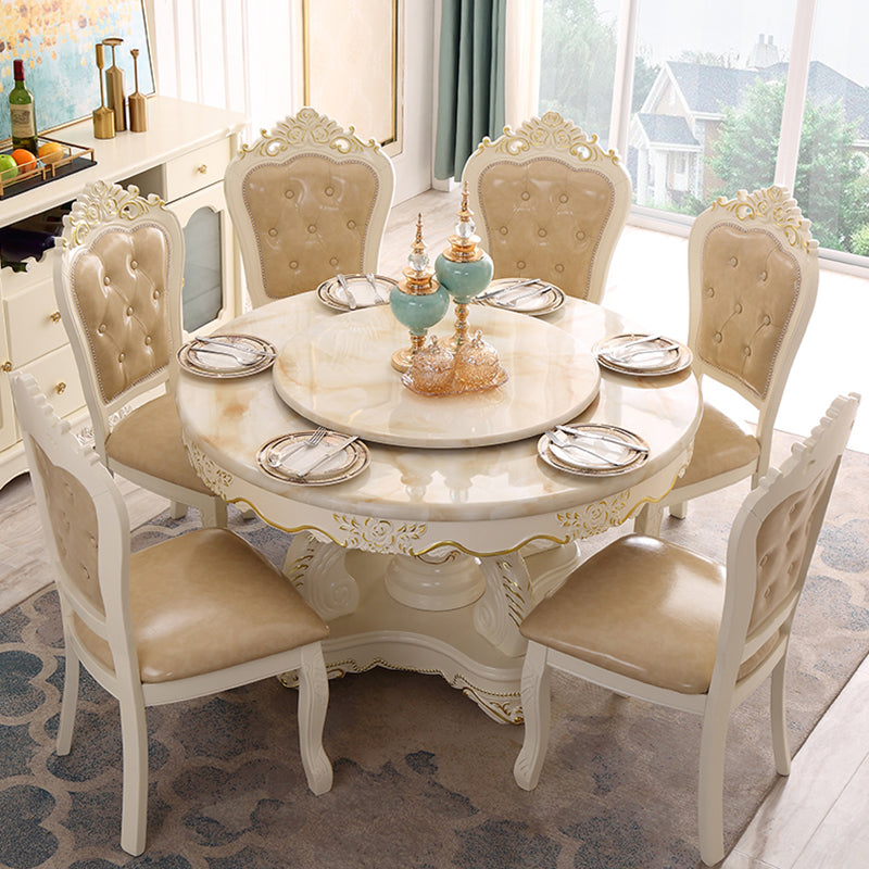 Table ronde victorienne en bois massif avec base de piédestal