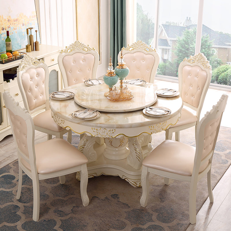 Table ronde victorienne en bois massif avec base de piédestal