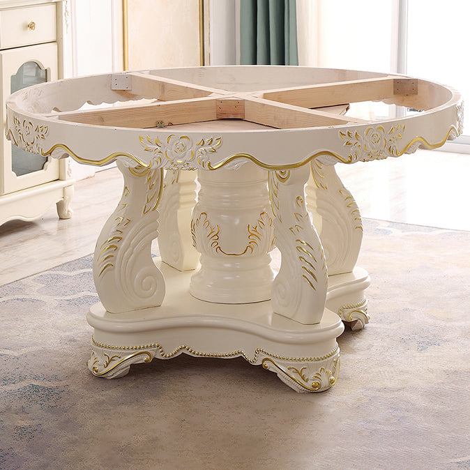 Table ronde victorienne en bois massif avec base de piédestal
