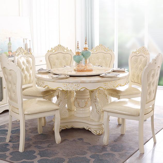 Table ronde victorienne en bois massif avec base de piédestal