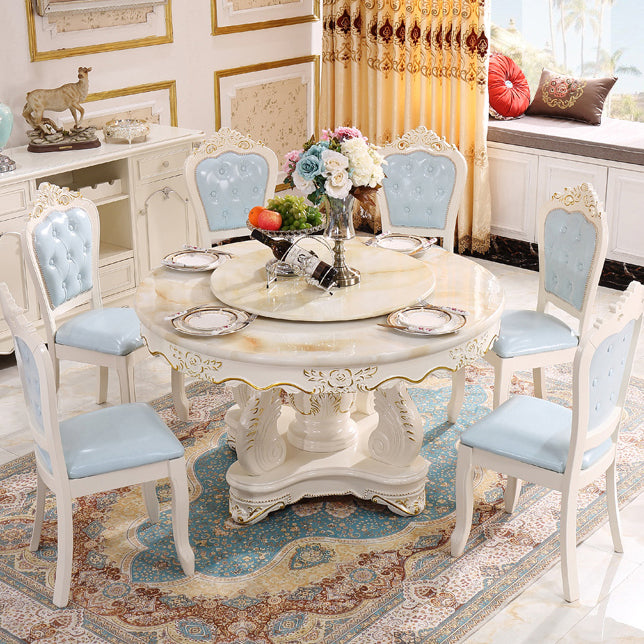 Table ronde victorienne en bois massif avec base de piédestal