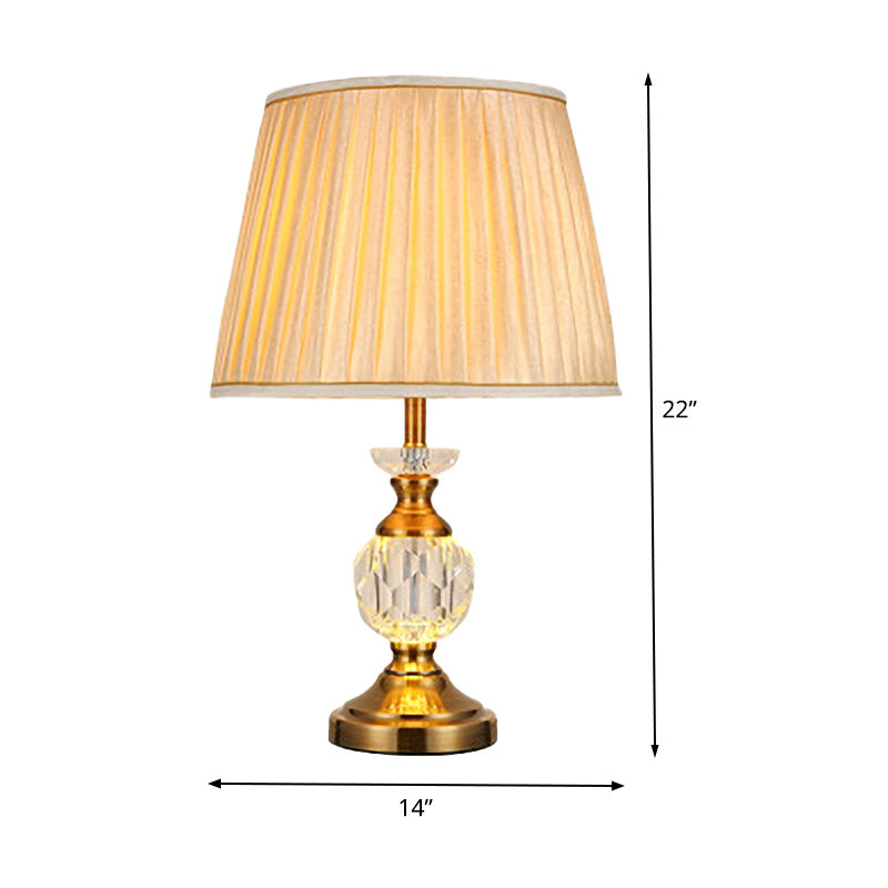 Tapered Drum Nightstand Lamp Modernist Fabric 1 Head Reading Book Light in Beige