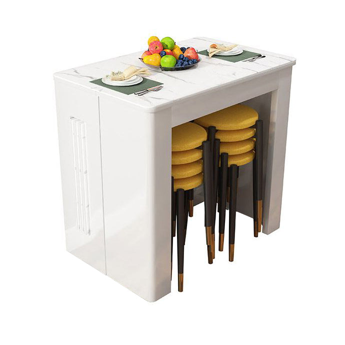 73'' Foldable Poplar Wood Table Extendable Rectangle Table with 5 Legs