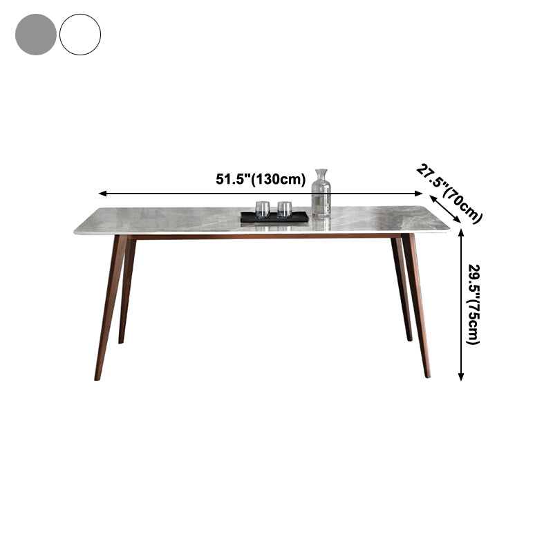 Mid-Century Modern Sintered Stone Table 4 Legs Rectangle Table for Home