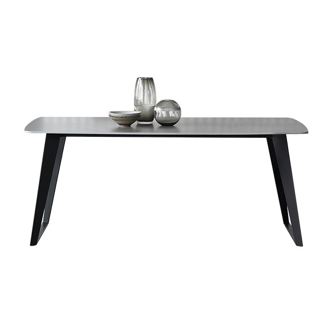 Mid-Century Modern Dining Table Gray Sintered Stone Rectangle Dining Table for Home Use