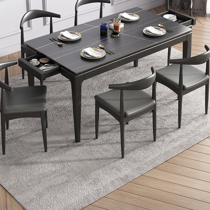 Stone Dining Site Table Midcentury Style Rectangle Dining Table for Kitchen Home