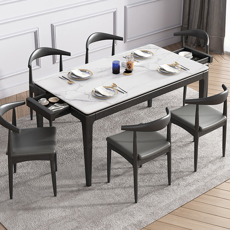 Stone Dining Site Table Midcentury Style Rectangle Dining Table for Kitchen Home