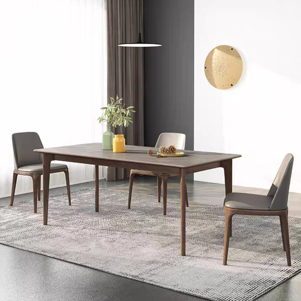 Rectangle Sintered Stone Dining Table Grey Stone Top Table with 4 Legs