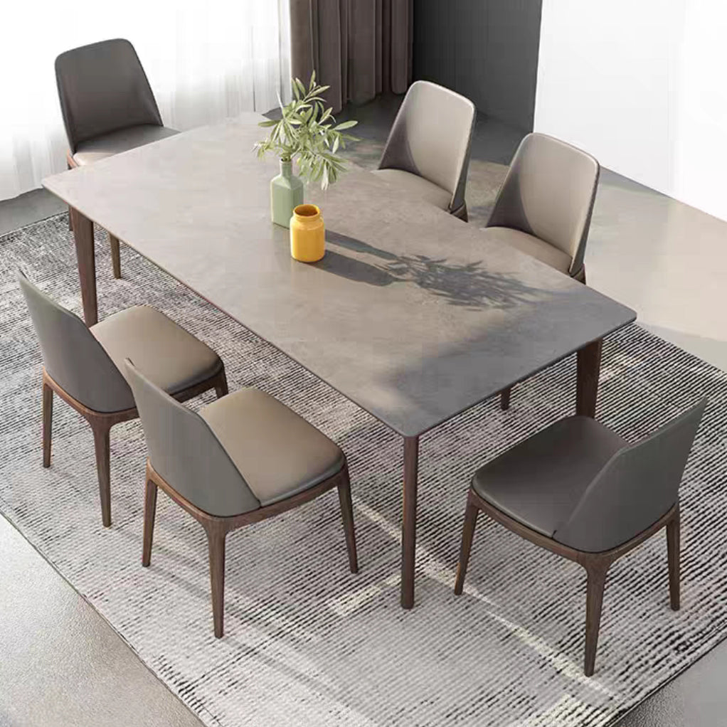 Rectangle Sintered Stone Dining Table Grey Stone Top Table with 4 Legs