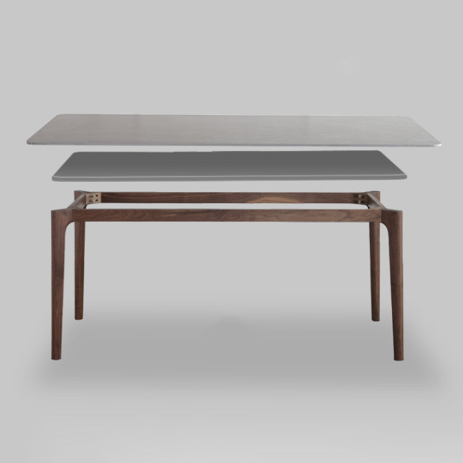 Rectangle Sintered Stone Dining Table Grey Stone Top Table with 4 Legs