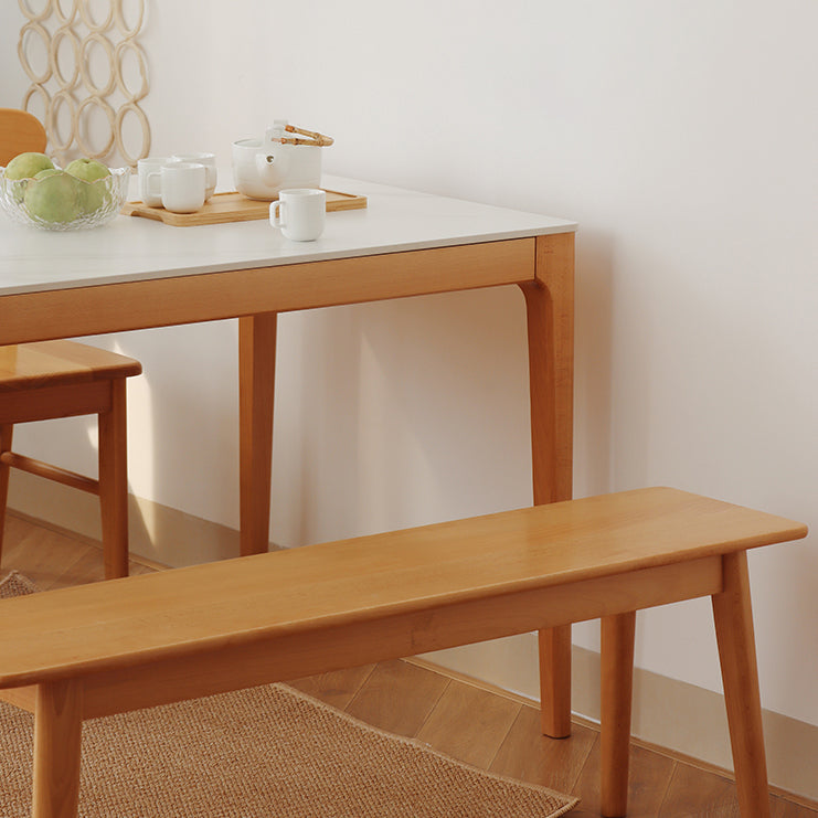 51'' Sintered Stone Rectangle Table Medieval Modern Table with Beech Wood 4 Legs