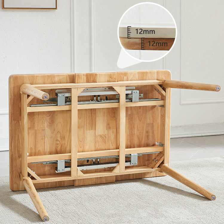 Sintered Stone Top Extendable Table in White Kitchen Table with Ash Wood Base and 4 Legs