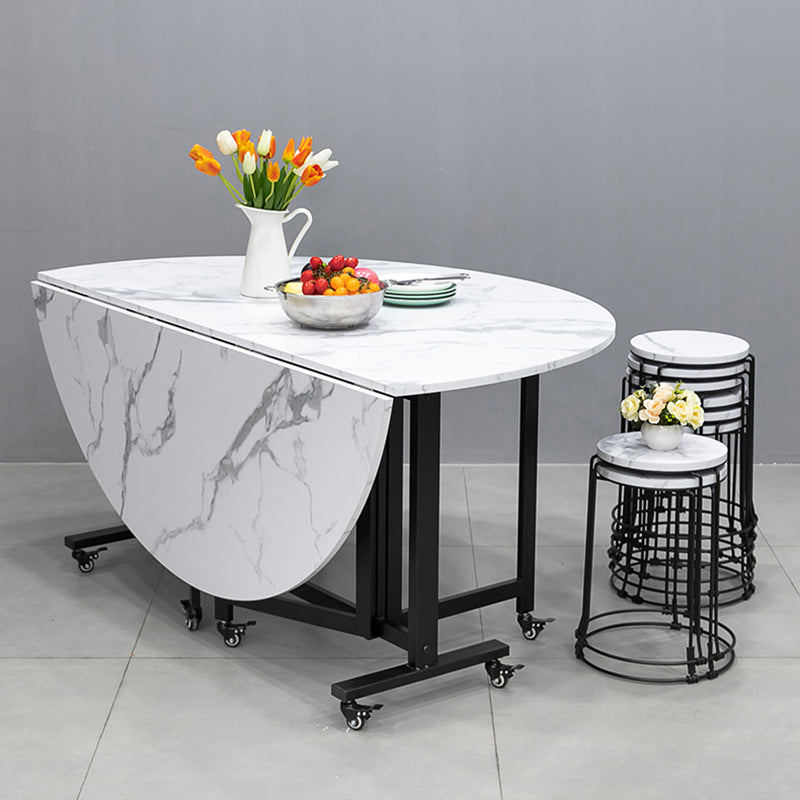 Round Dining Table Mid-Century Style Trestle Base Table for Dining Room