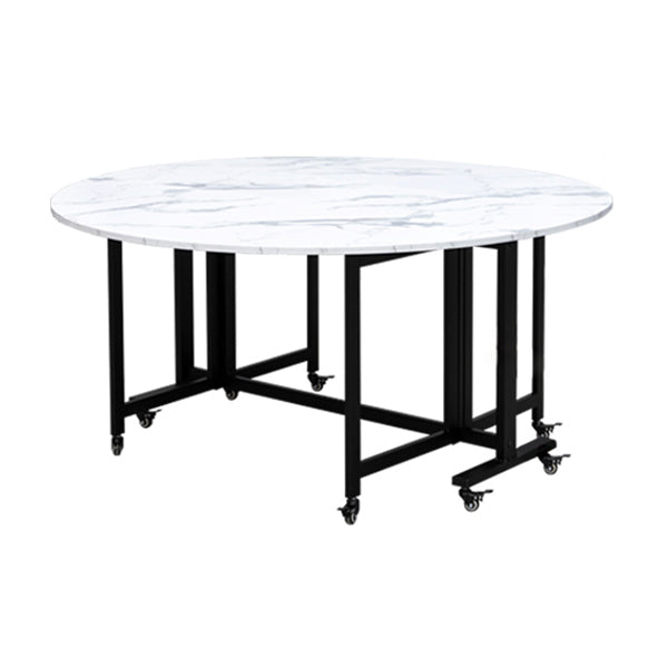 Round Dining Table Mid-Century Style Trestle Base Table for Dining Room