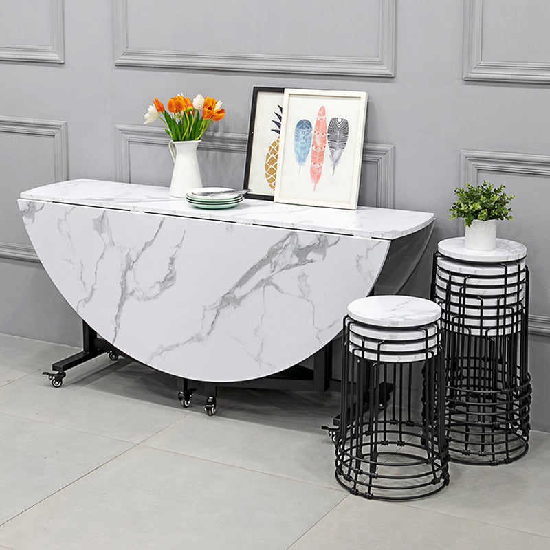 Round Dining Table Mid-Century Style Trestle Base Table for Dining Room