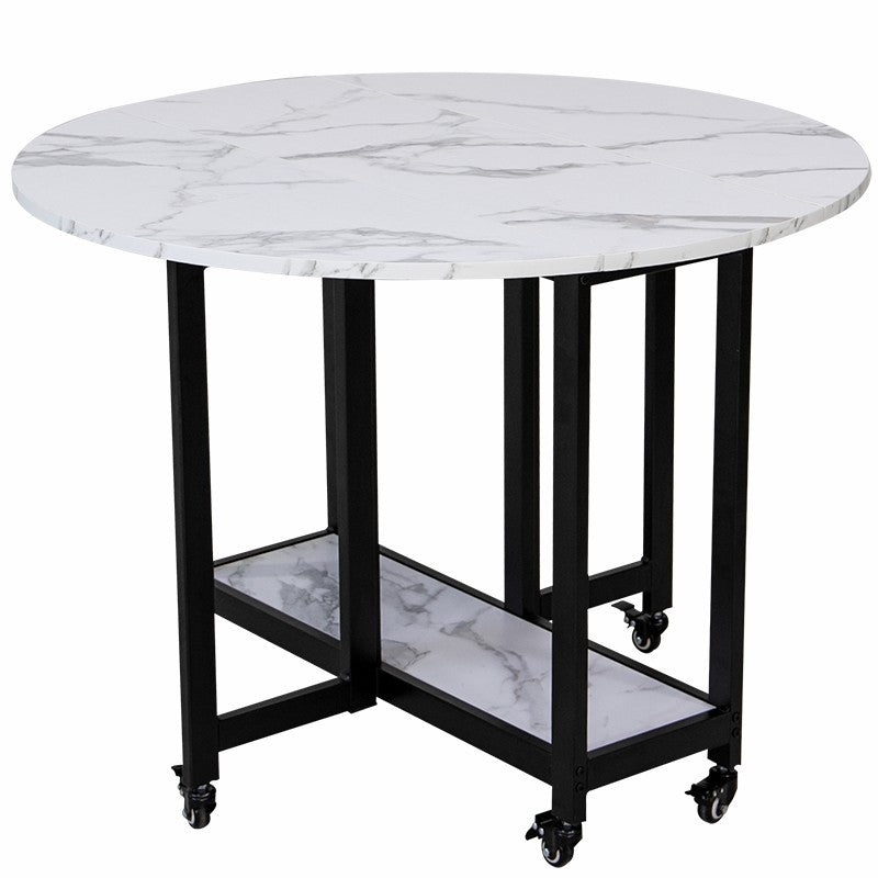 Round Dining Table Mid-Century Style Trestle Base Table for Dining Room