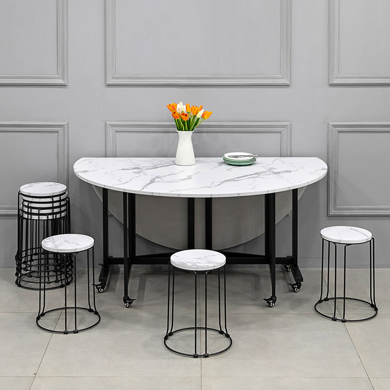 Round Dining Table Mid-Century Style Trestle Base Table for Dining Room