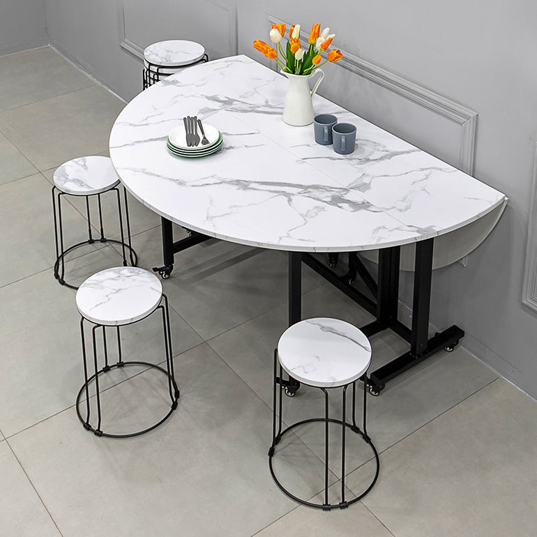 Round Dining Table Mid-Century Style Trestle Base Table for Dining Room