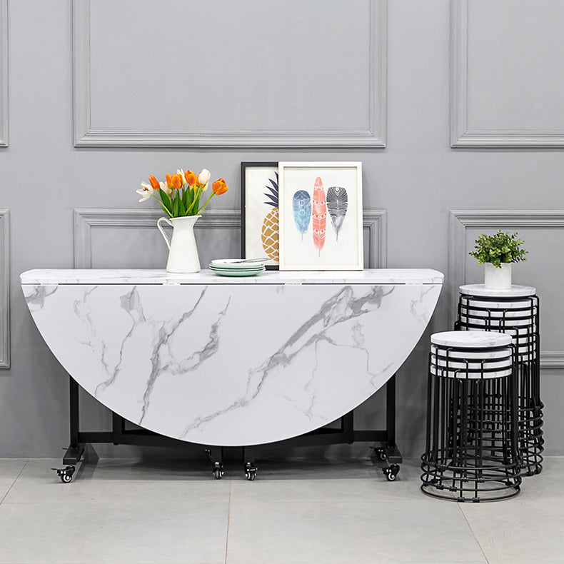 Round Dining Table Mid-Century Style Trestle Base Table for Dining Room