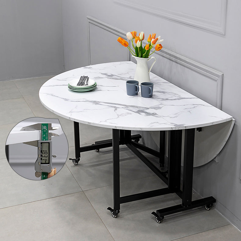 Round Dining Table Mid-Century Style Trestle Base Table for Dining Room