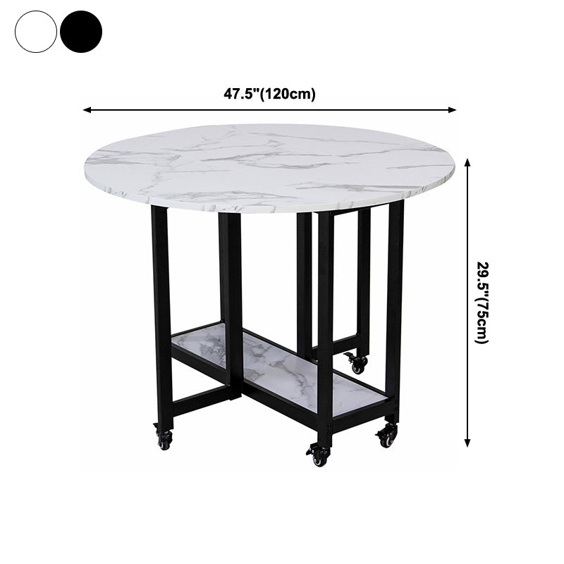 Round Dining Table Mid-Century Style Trestle Base Table for Dining Room