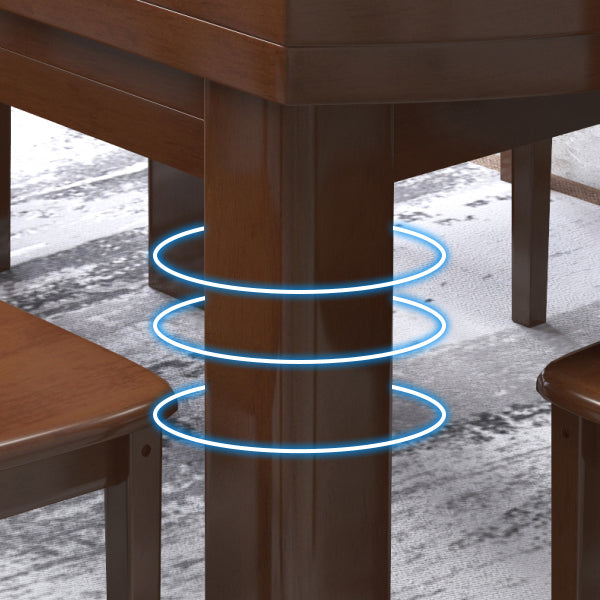 Minimalist Solid Wood Round Table Standard Extendable Dining Table with 4 Legs Base
