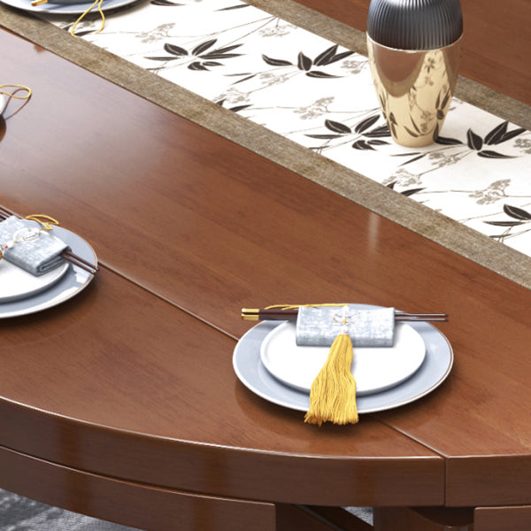 Minimalist Solid Wood Round Table Standard Extendable Dining Table with 4 Legs Base