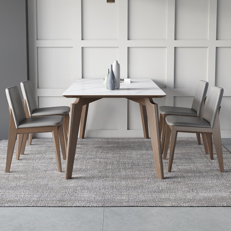 Sintered Stone Rectangle Table Medieval Modern White Table with 4 Legs for Restaurant