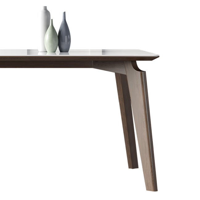Sintered Stone Rectangle Table Medieval Modern White Table with 4 Legs for Restaurant