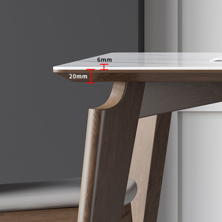 Sintered Stone Rectangle Table Medieval Modern White Table with 4 Legs for Restaurant