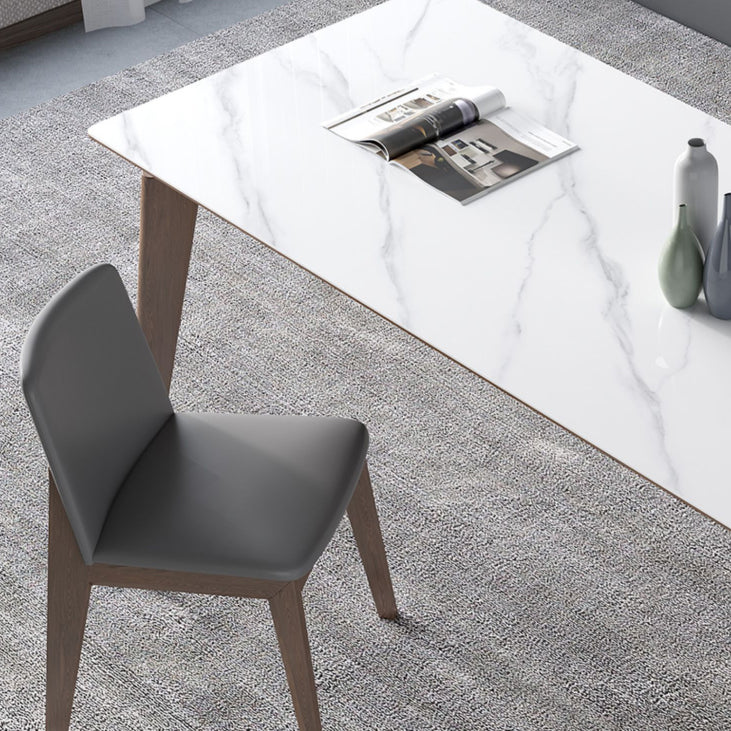 Sintered Stone Rectangle Table Medieval Modern White Table with 4 Legs for Restaurant