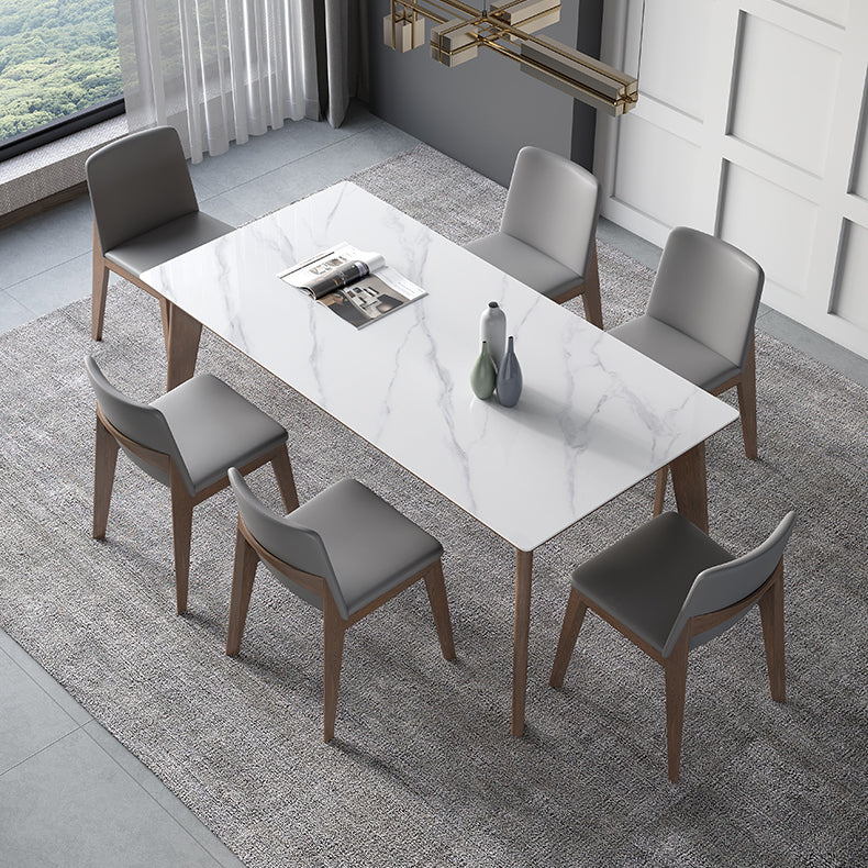 Sintered Stone Rectangle Table Medieval Modern White Table with 4 Legs for Restaurant