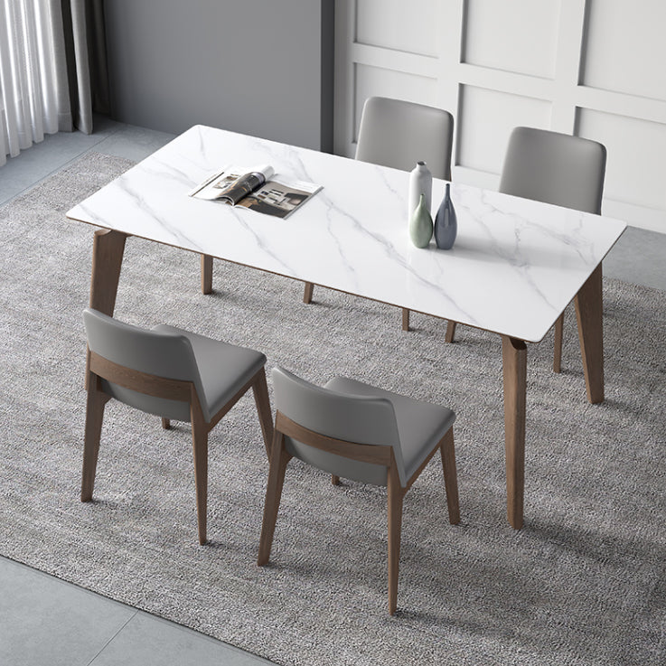 Sintered Stone Rectangle Table Medieval Modern White Table with 4 Legs for Restaurant