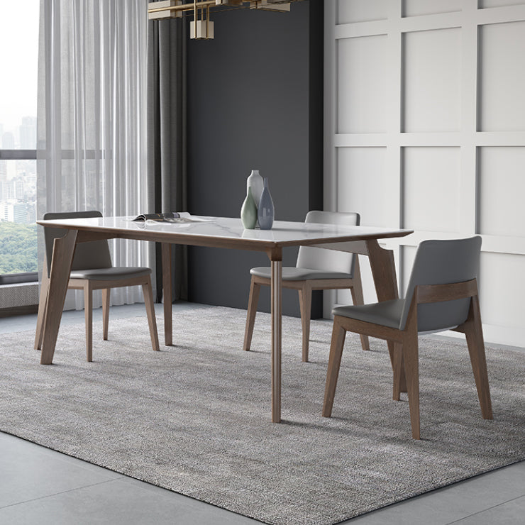Sintered Stone Rectangle Table Medieval Modern White Table with 4 Legs for Restaurant