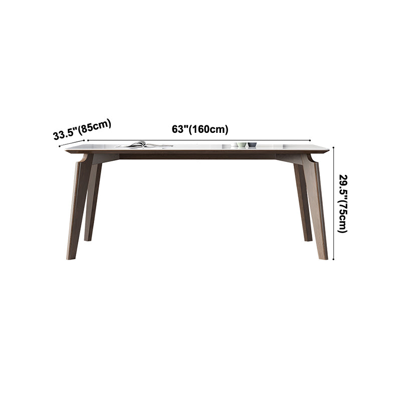 Sintered Stone Rectangle Table Medieval Modern White Table with 4 Legs for Restaurant