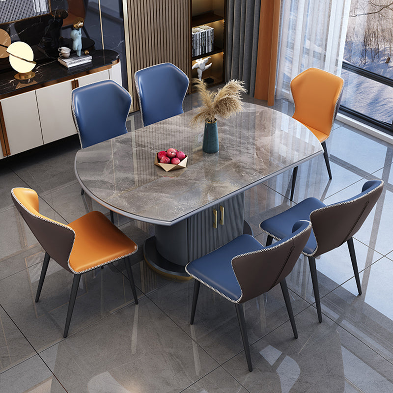Glam Sintered Stone Extendable Table Round Shape Standard Dining Table for Kitchen
