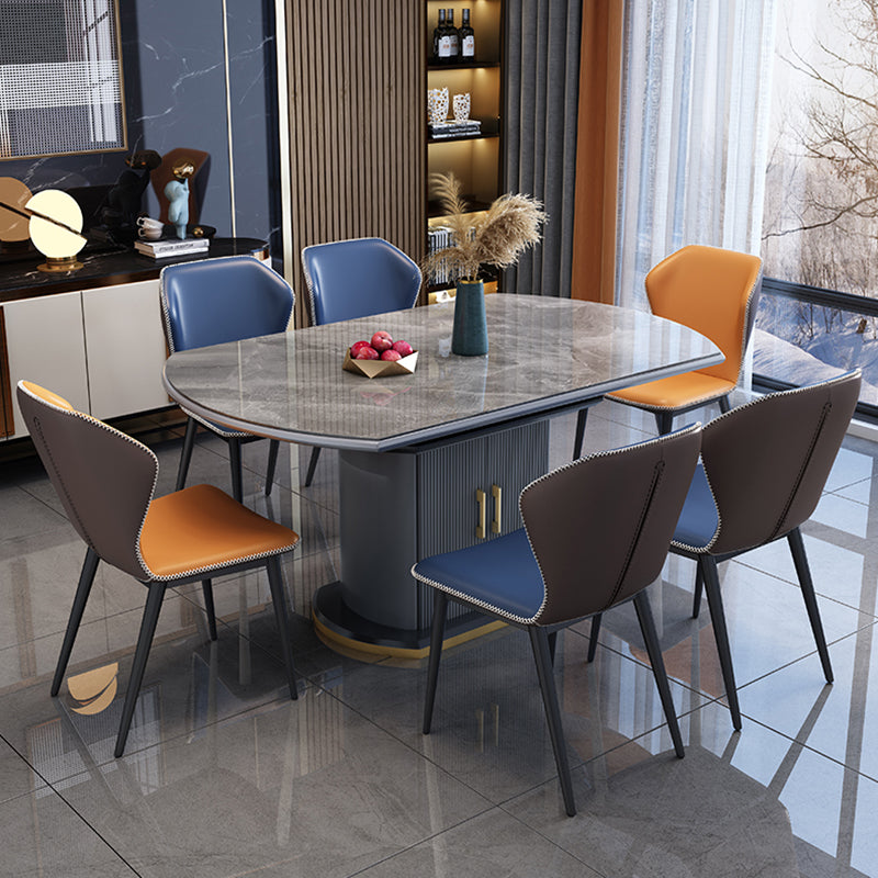 Glam Sintered Stone Extendable Table Round Shape Standard Dining Table for Kitchen